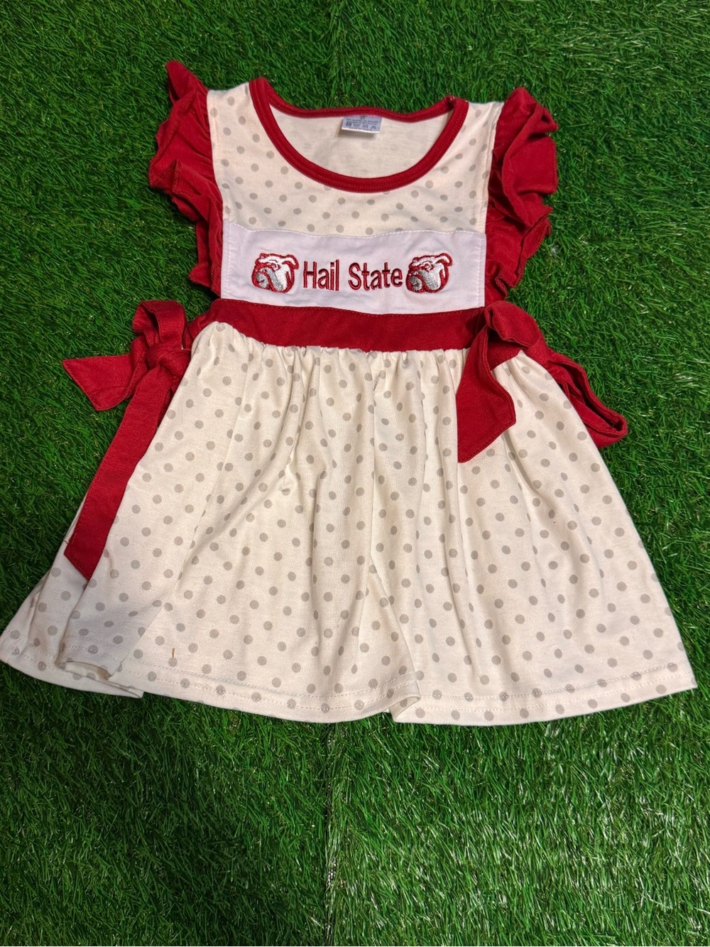Kids Hail State Red & Cream Polka Dot Dress